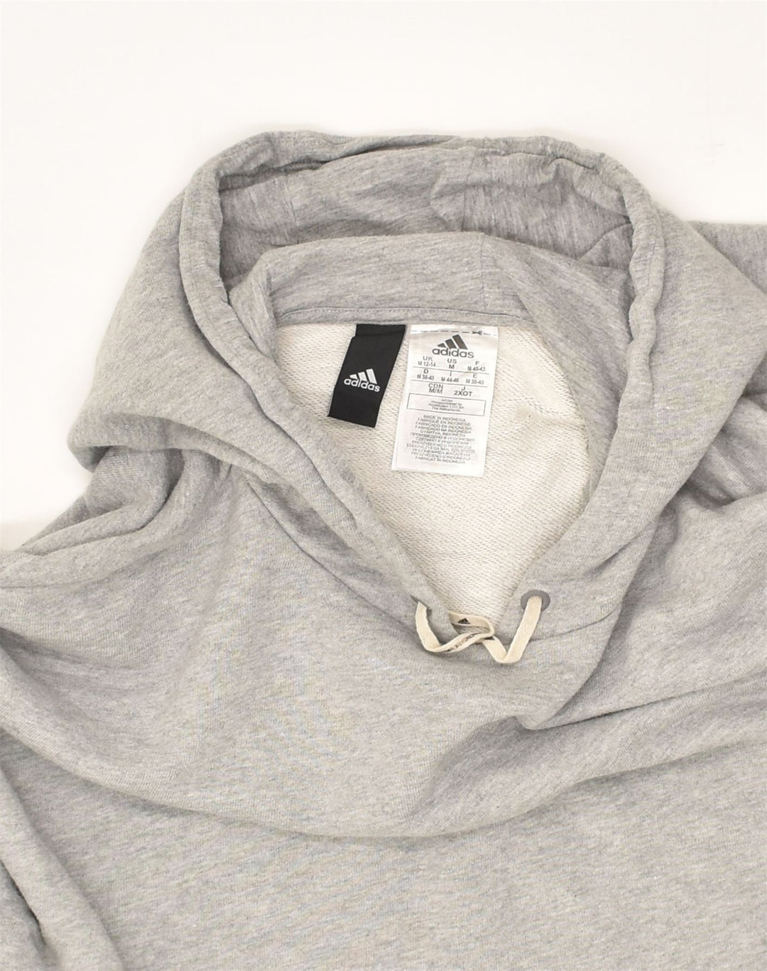 ADIDAS Womens Hoodie Jumper UK 12/14 Medium Grey Cotton | Vintage Adidas | Thrift | Second-Hand Adidas | Used Clothing | Messina Hembry 