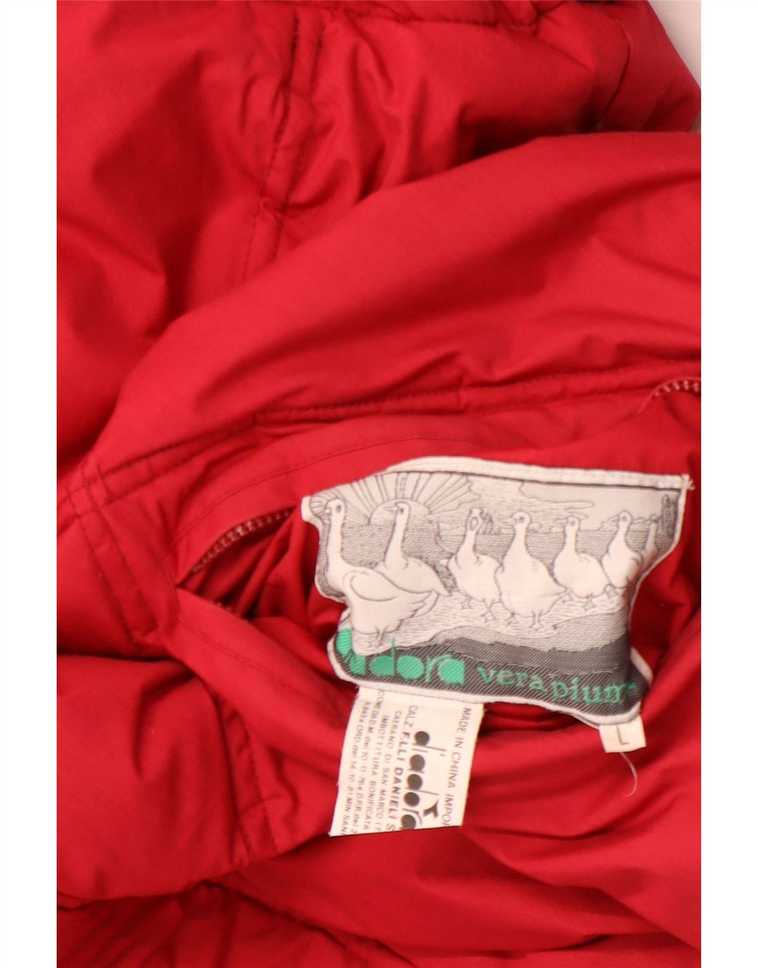 DIADORA Damen Loose Fit Reversible Wattierte Jacke UK 16 Large Rot