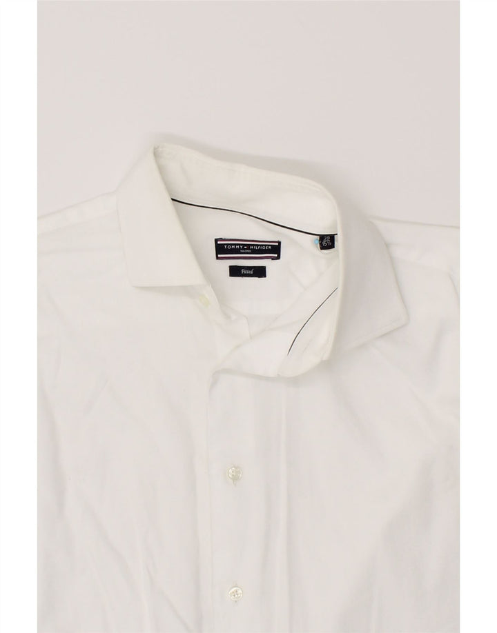 TOMMY HILFIGER Mens Shirt Size 39 15 1/2 Medium White Cotton Vintage Tommy Hilfiger and Second-Hand Tommy Hilfiger from Messina Hembry 