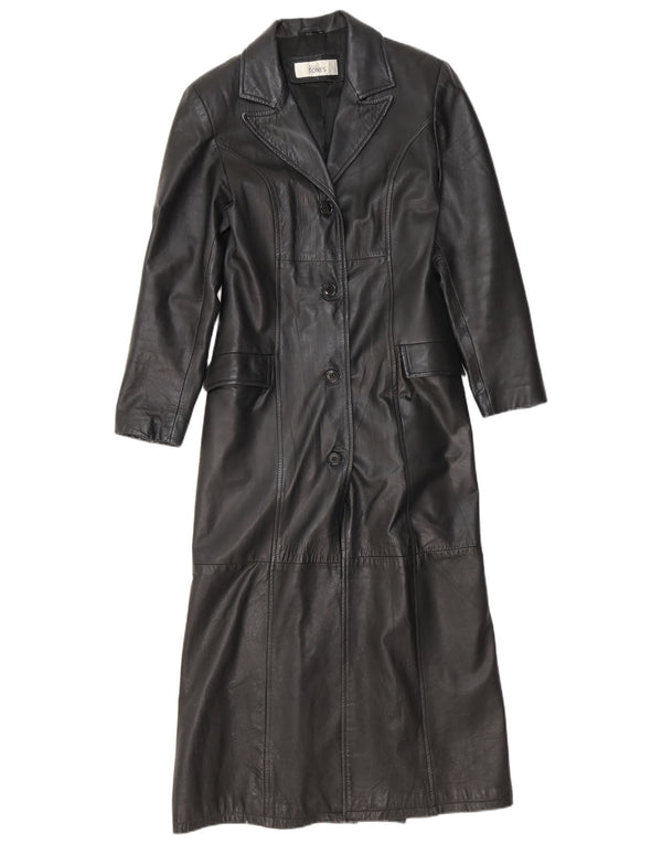 Vintage Damen Ledermantel UK 12 Medium Schwarz