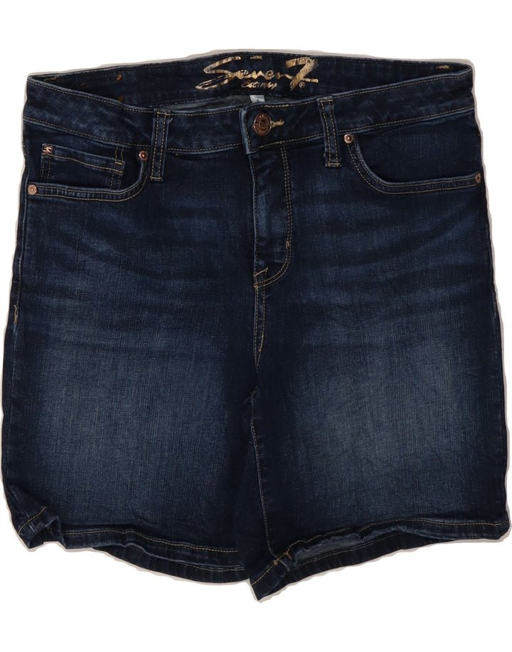 SEVEN 7 Womens Denim Shorts US 6 Medium W32 Navy Blue Cotton Vintage Seven 7 and Second-Hand Seven 7 from Messina Hembry 