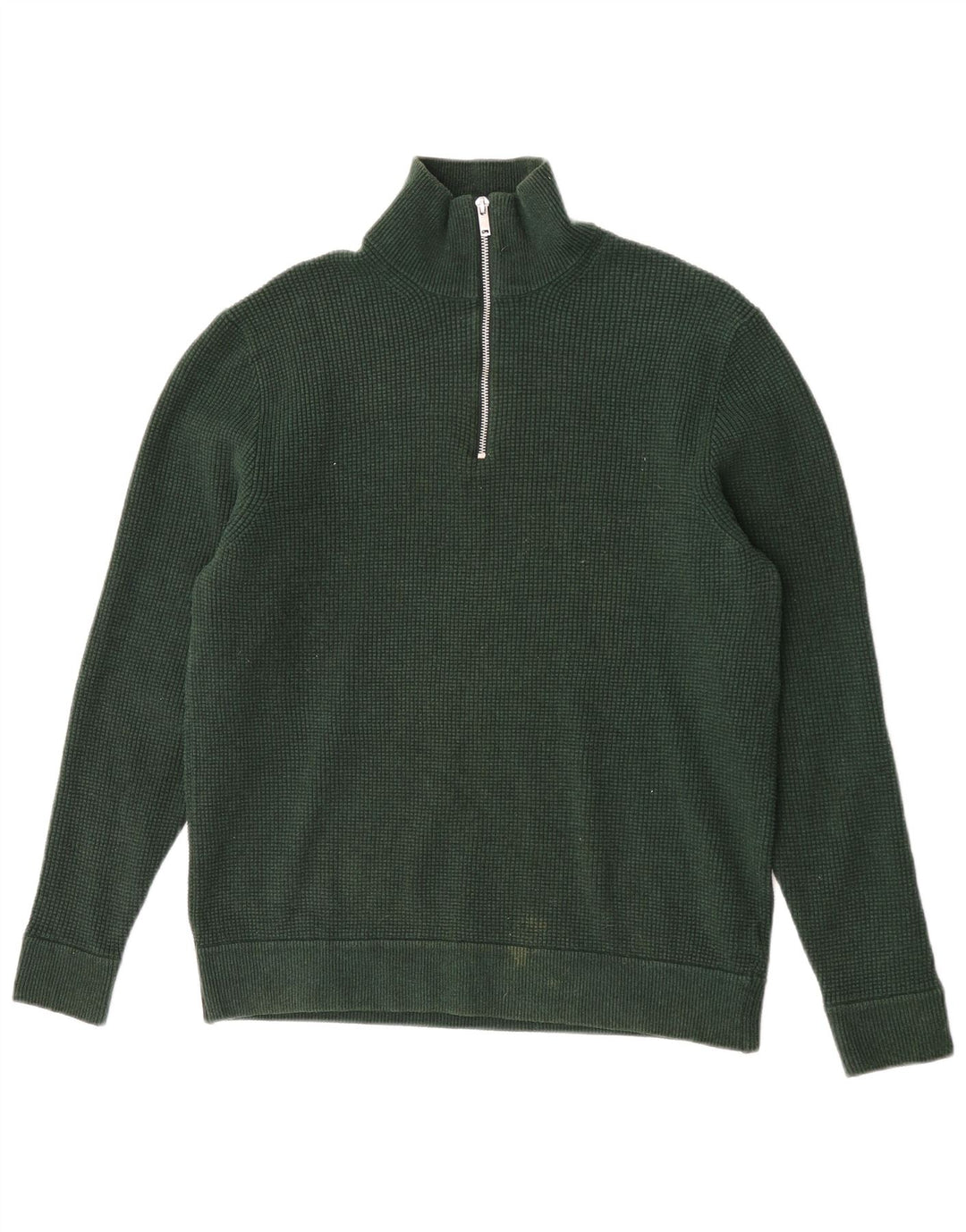 Marks & Spencer Herren-Pullover mit Reißverschluss am Hals, groß, grün, Polyester