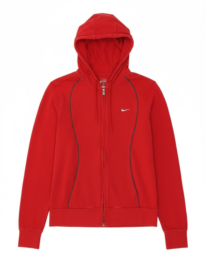 NIKE Womens Zip Hoodie Sweater UK 16/18 Large Red
