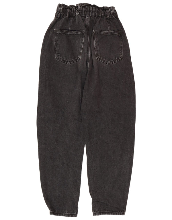 Zara Damen High Waist Tapered Jeans EU 34 2XS W24 L25 Graue Baumwolle