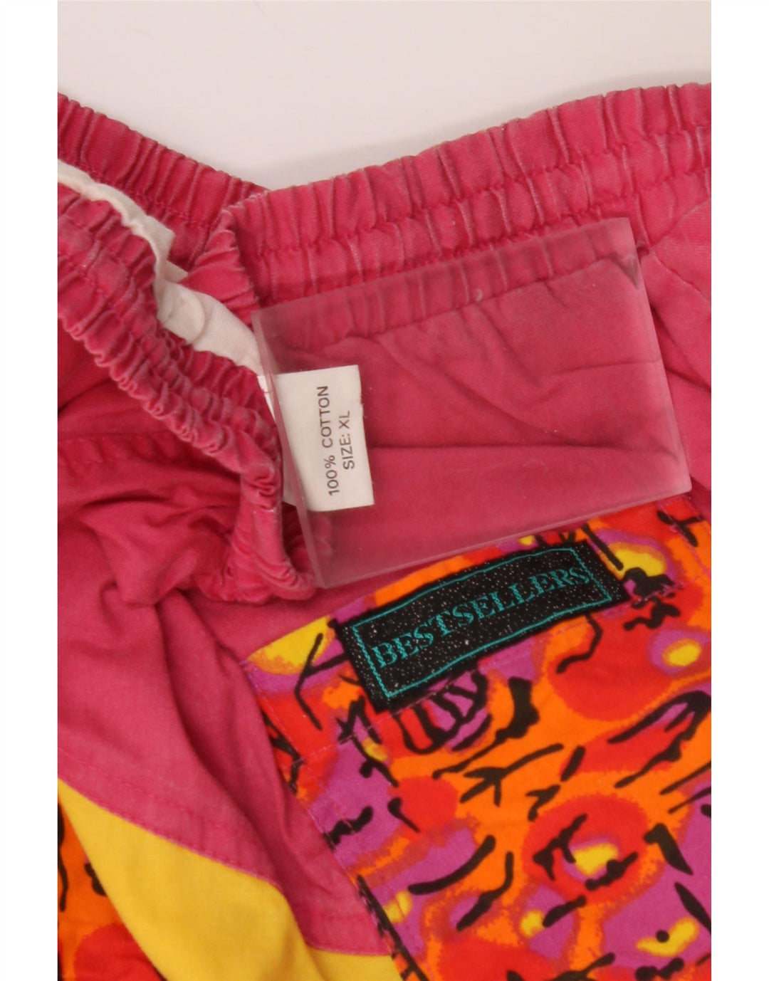 VINTAGE Herren Badeshorts XL rosa geometrische Baumwolle