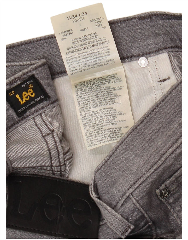 LEE Herren Powell Slim Jeans W34 L34 Graue Baumwolle
