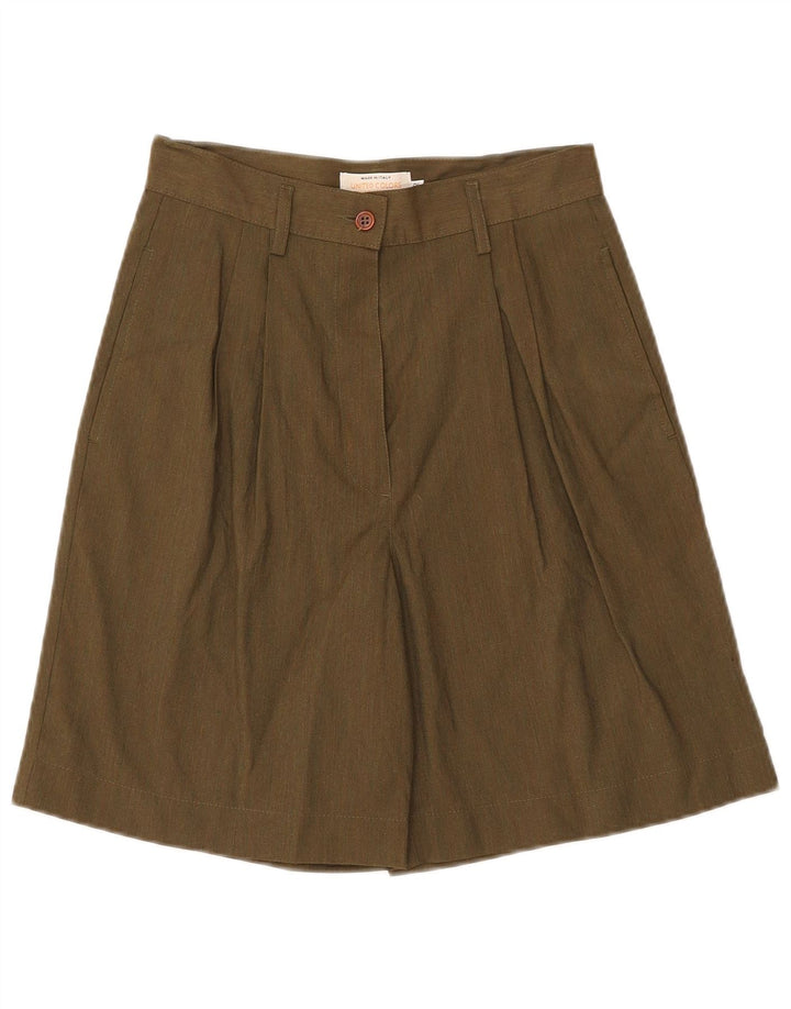 Benetton Damen-Chinoshorts mit hoher Taille und Pegged, IT 42, Mittel W26, Khaki, Wolle