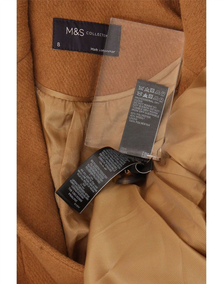 Marks & Spencer Damen Zweireihiger Mantel UK 8 Small Beige Polyester