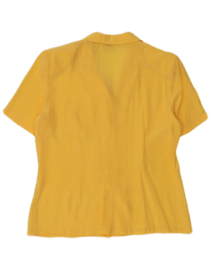Luisa Spagnoli Damen Kurzarm-Hemdbluse IT 44 Mittelgelbe Seide