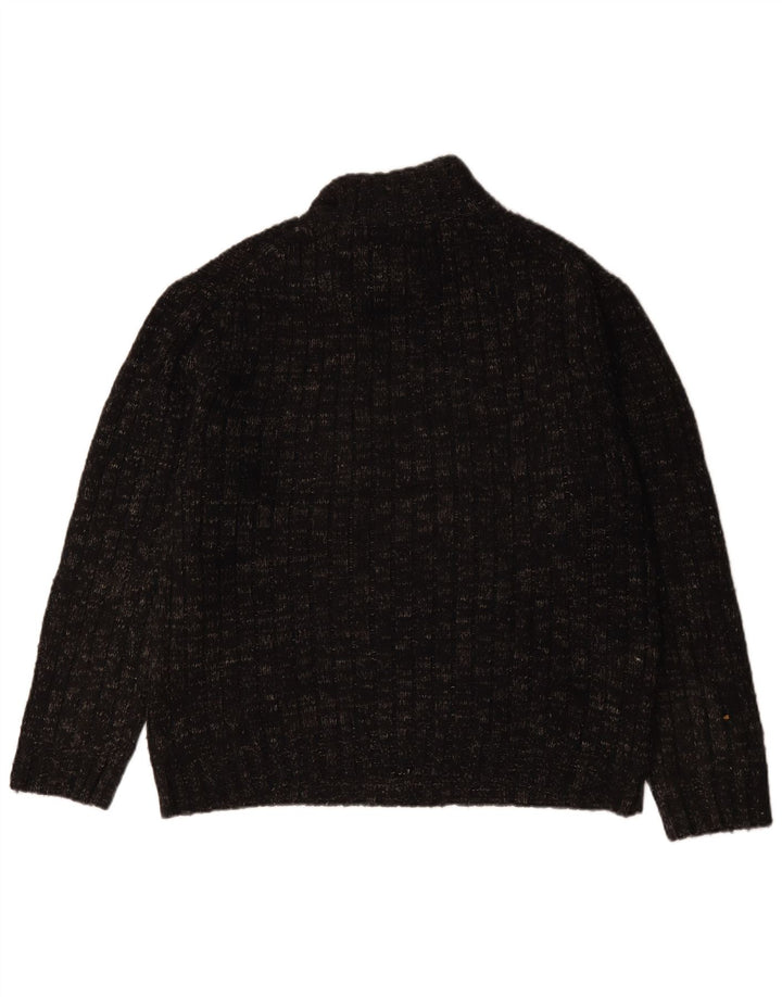 Marks & Spencer Herren-Pullover mit Reißverschluss am Hals, große grau gesprenkelte Wolle