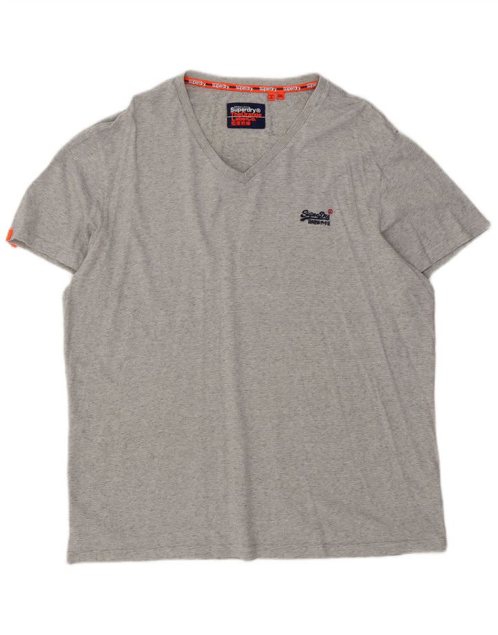 Superdry Damen T-Shirt Top 3XL grau gestreift aus Baumwolle