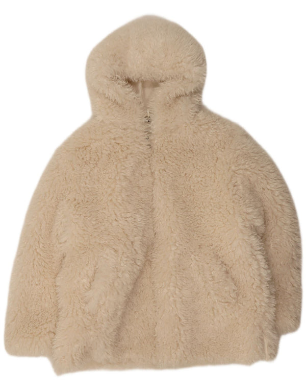Zara Damen Teddybär übergroße Kunstpelzjacke UK 18 XL gebrochenes Weiß