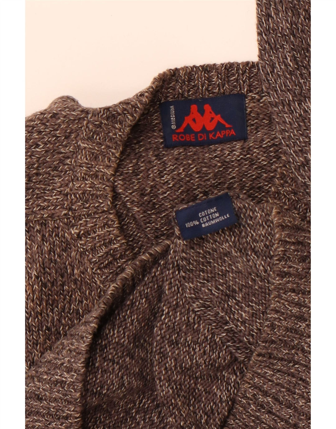 KAPPA Herren-Pullover mit V-Ausschnitt aus mittelgrauer Baumwolle