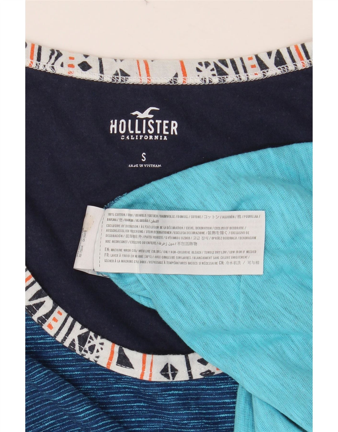 HOLLISTER Herren-Weste, Oberteil, klein, blaue Nadelstreifen-Baumwolle