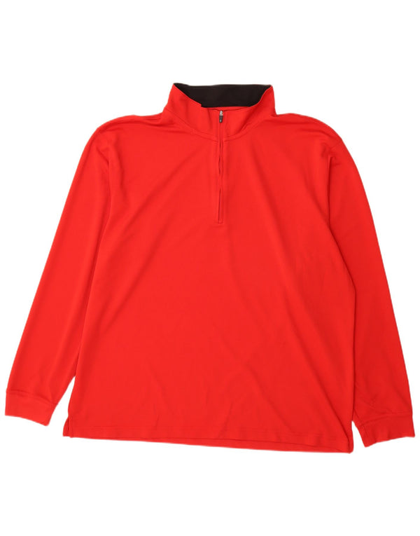 Izod Herren-Pullover-Trainingsanzugoberteil mit Reißverschluss und Halsausschnitt, 2XL, rotes Polyester