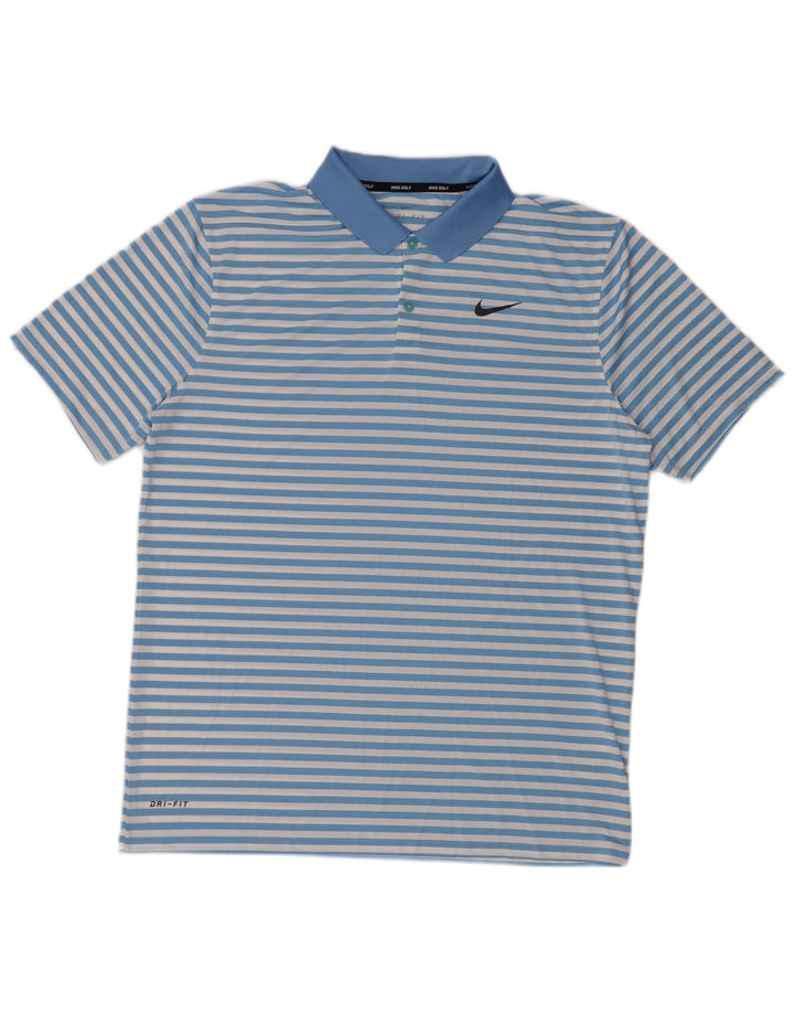 Nike Herren Dri Fit Poloshirt, groß, blau gestreift, Polyester