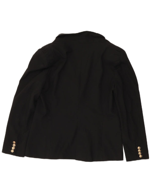 Zara Damen 1-Knopf-Blazerjacke UK 18 XL Schwarz Polyester