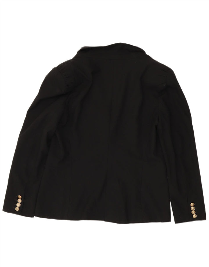 Zara Damen 1-Knopf-Blazerjacke UK 18 XL Schwarz Polyester