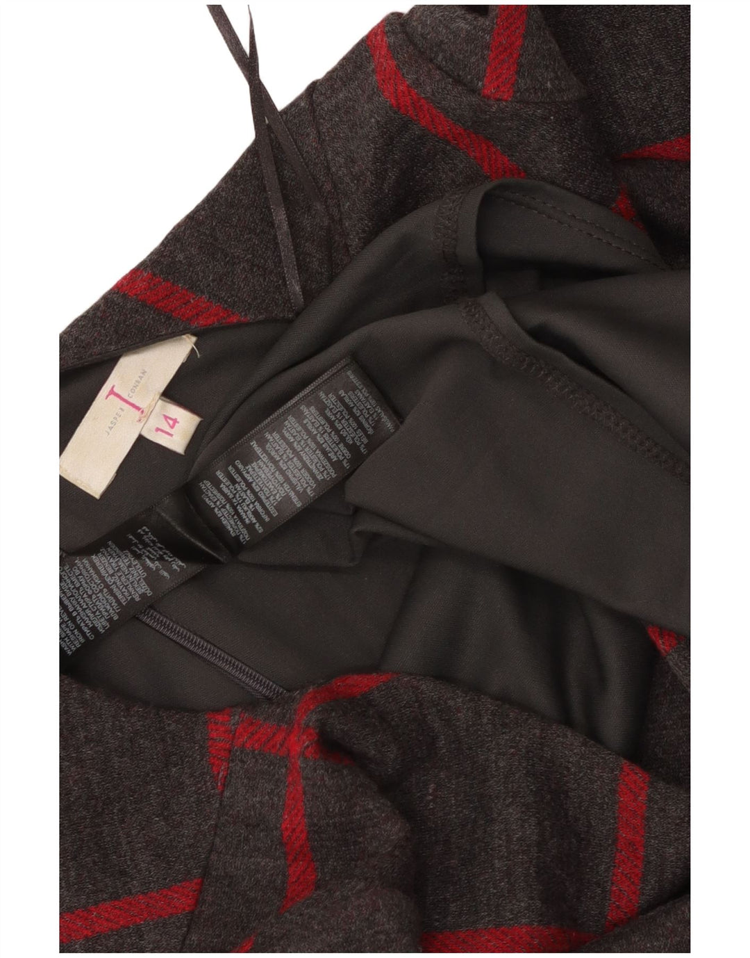 JASPER CONRAN Damen Etuikleid mit 3/4-Ärmeln, UK 14, Mittelgrau kariert