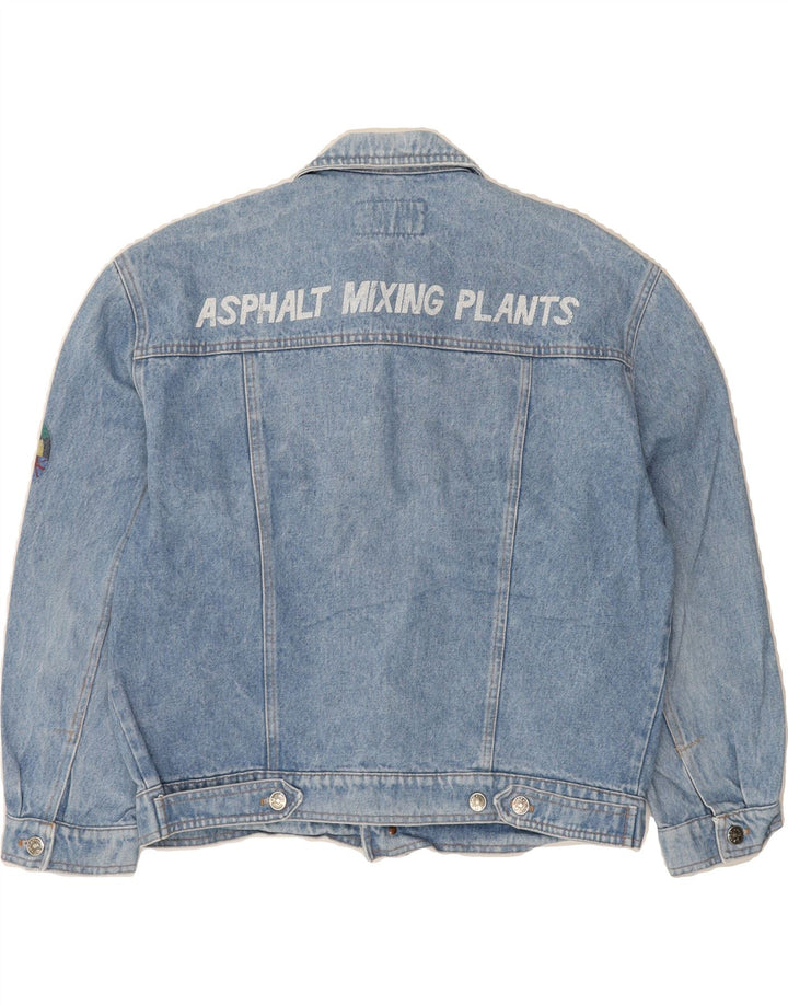 SWINGER Womens Graphic Denim Jacket UK 16 Large Blue Cotton Vintage Swinger and Second-Hand Swinger from Messina Hembry 