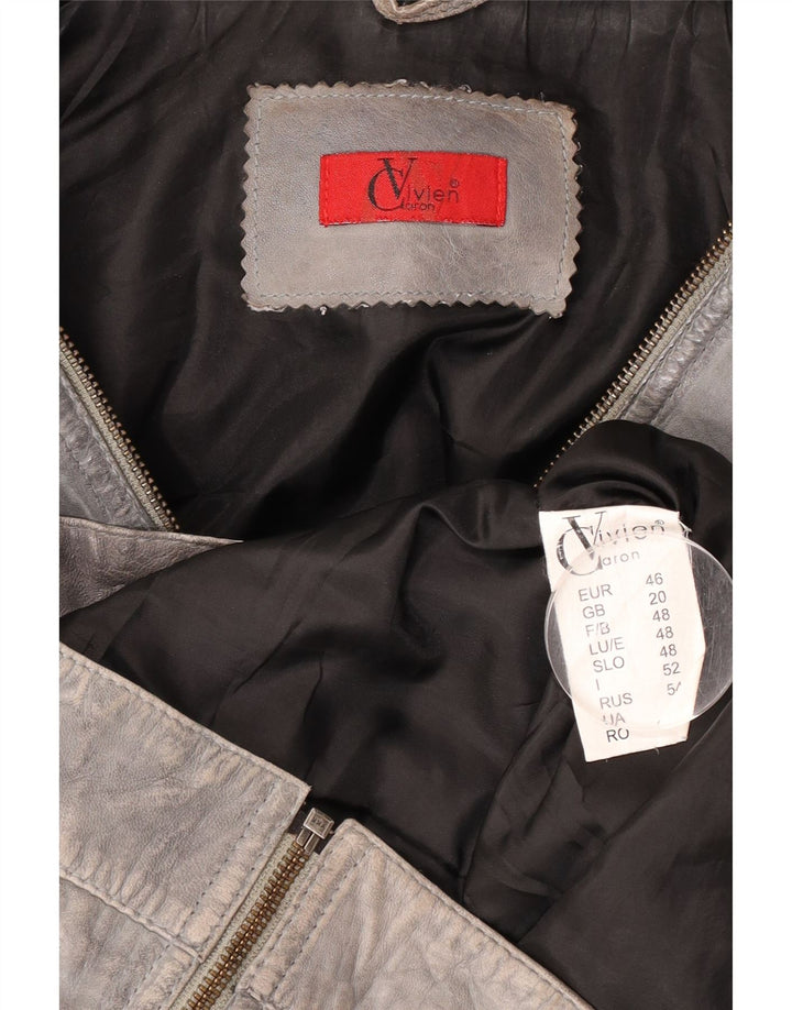 Vivien Caron Damen Lederjacke UK 20 2XL Graues Leder