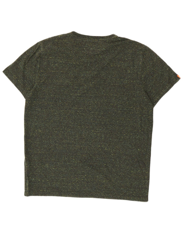 Superdry Herren T-Shirt Top 2XL Khaki gefleckte Baumwolle