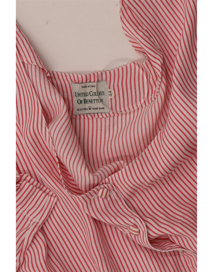 Benetton Damen Kurzarm-Hemdbluse IT 44 Mittelroter Nadelstreifen