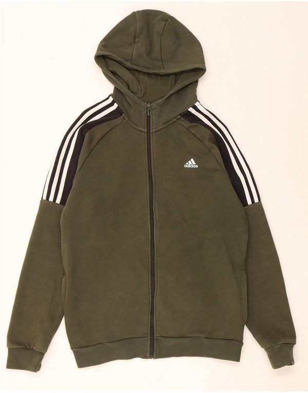Adidas Jungen-Kapuzenpullover mit Reißverschluss, 15–16 Jahre, grüne Colourblock-Baumwolle