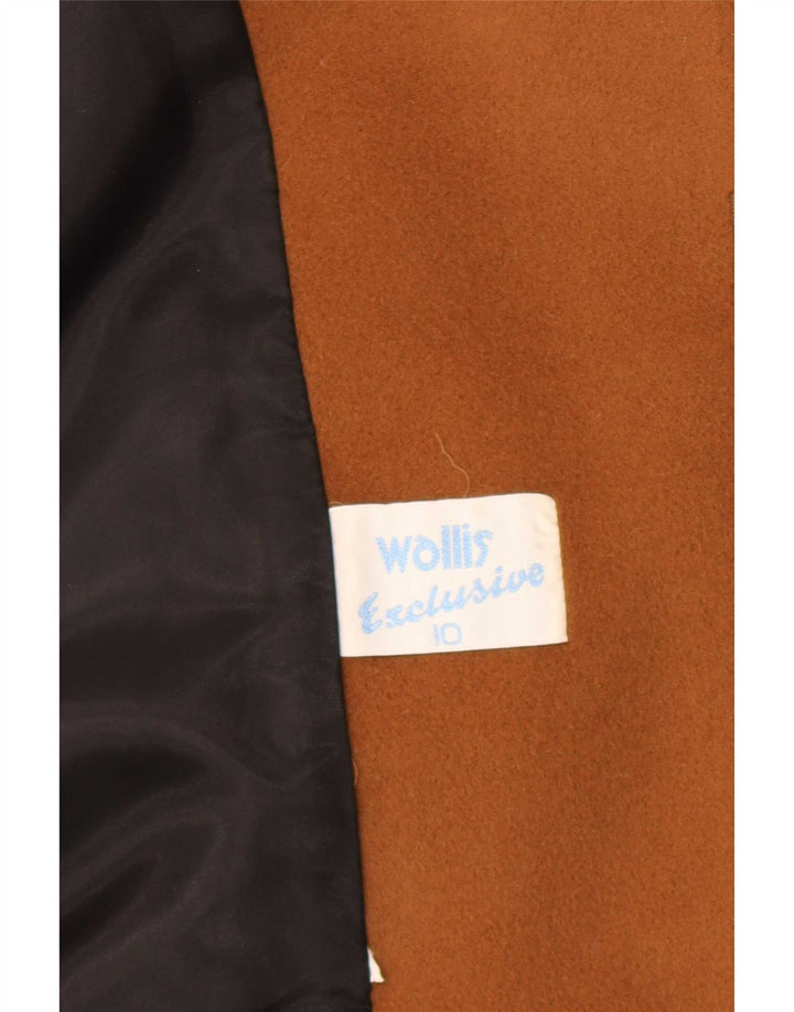 Vintage Damen Übergroßer Vorderkrawattenmantel UK 10 Kleiner brauner Farbblock