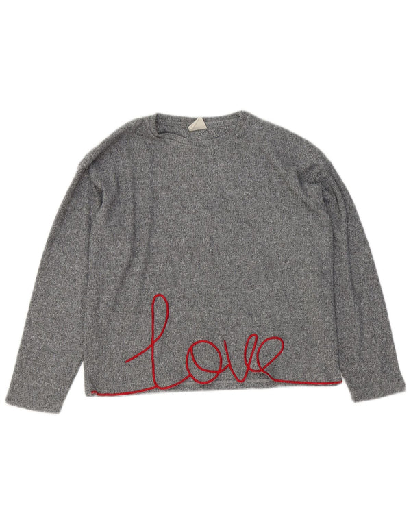 Zara Langarmshirt mit Grafik für Mädchen, 11–12 Jahre, graues Polyester