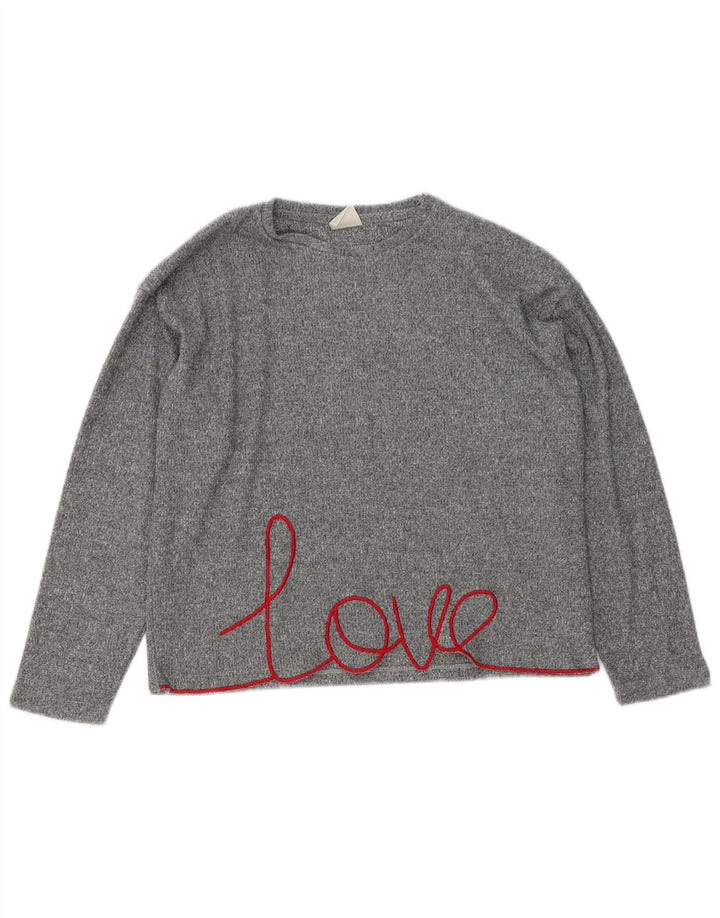 Zara Langarmshirt mit Grafik für Mädchen, 11–12 Jahre, graues Polyester