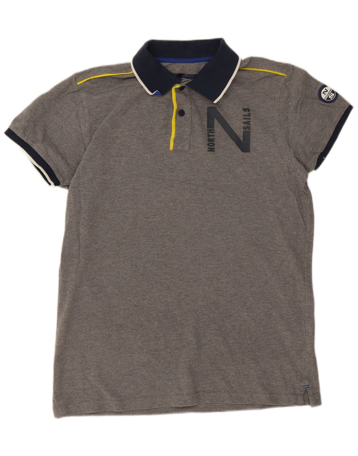 North Sails Herren-Poloshirt mit Grafik, groß, graue Baumwolle