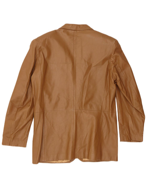 Vintage Herren 2 Knopf Leder Blazer Jacke IT 50 Large Beige