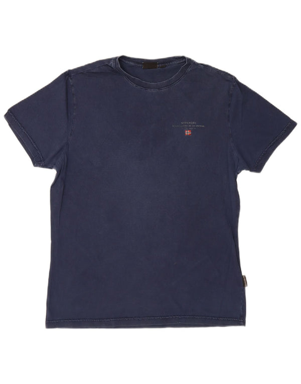 Napapijri Herren T-Shirt Top Large Marineblau Baumwolle