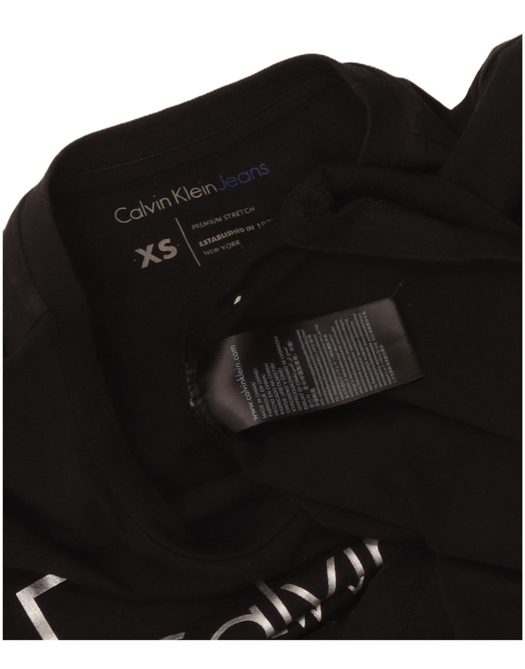 CALVIN KLEIN JEANS Damen Grafik T-Shirt Top UK 6 XS Schwarz Baumwolle