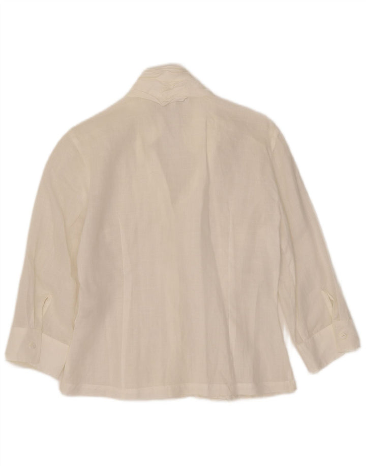 Naracamicie Damen-Hemdbluse mit 3/4-Ärmeln und Rüschen vorne, Gr. 40, Größe S, Weiß