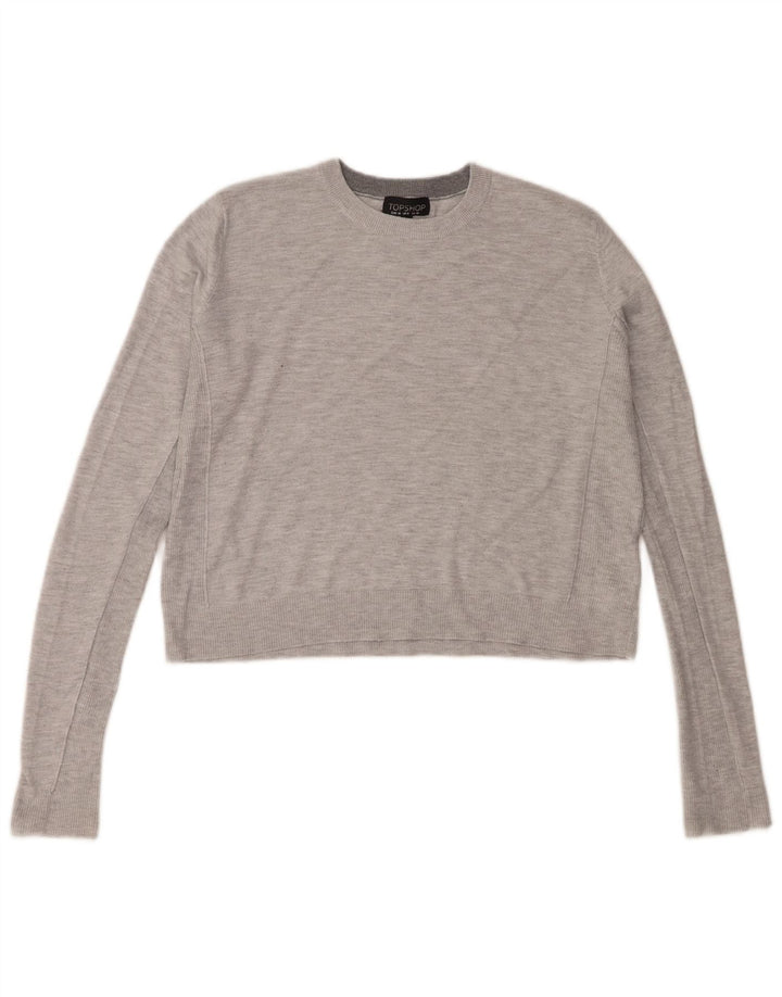 Topshop Damen-Pullover in Übergröße mit Rundhalsausschnitt, Gr. 10, Größe S, Grau