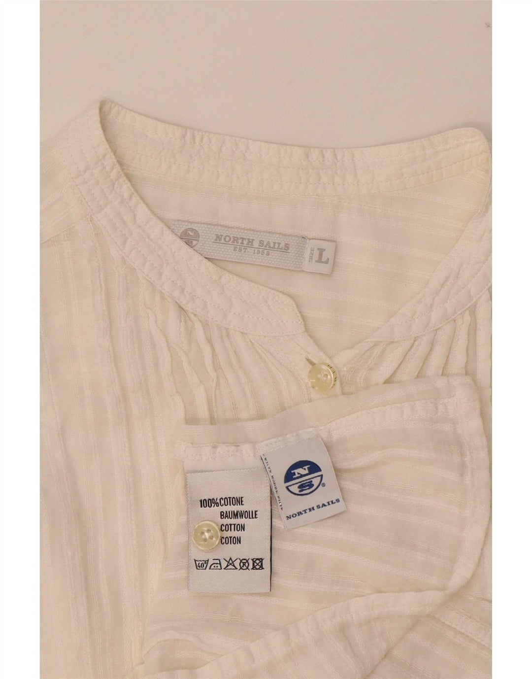 North Sails Damen-Blusenoberteil mit 3/4-Ärmeln, UK-Größe 44, Größe L, weiße Baumwolle
