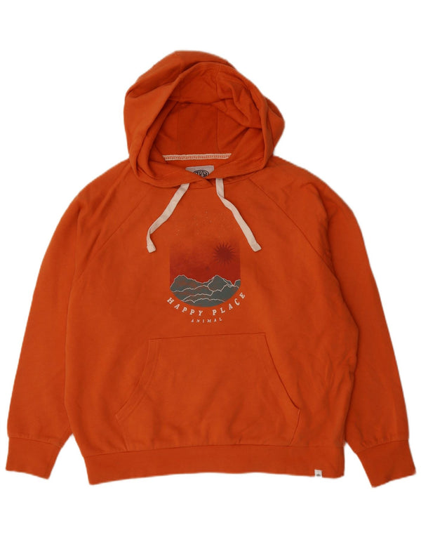 Animal Damen-Kapuzenpullover mit Grafik, übergroß, Gr. 8, Orange, Baumwolle