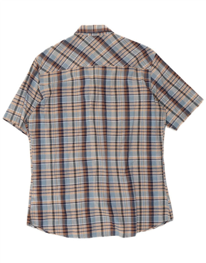 MARLBORO CLASSICS Herren-Kurzarmhemd XL, blau kariert, Baumwolle