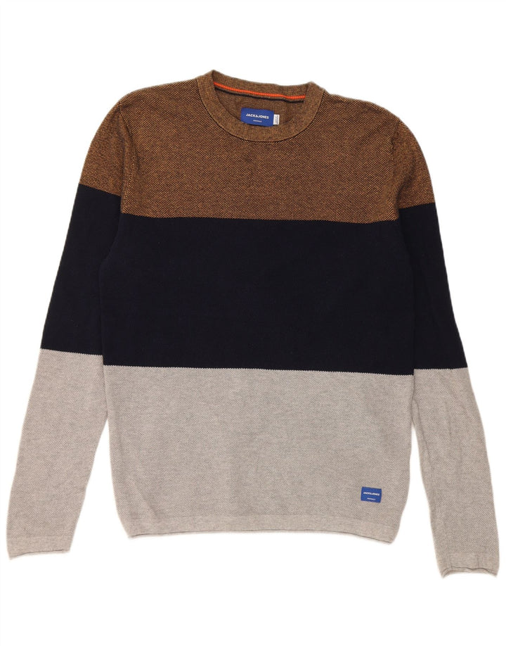 Jack & Jones Herren-Pullover mit Rundhalsausschnitt, groß, mehrfarbig, Farbblock