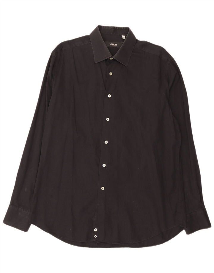 Ferre Herrenhemd Größe 43 17 XL Schwarze Baumwolle
