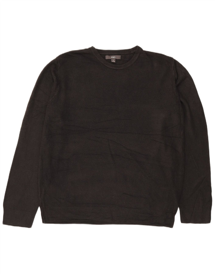 Marks & Spencer Herren-Pullover mit Rundhalsausschnitt, XL, schwarzes Acryl
