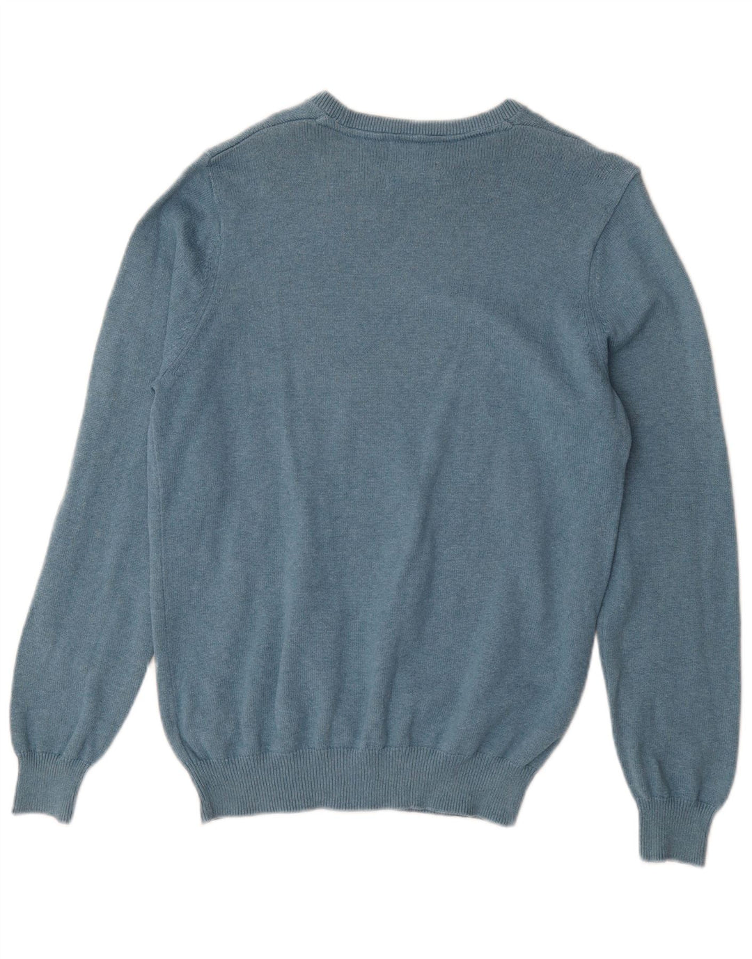 Marks & Spencer Herren-Pullover mit U-Boot-Ausschnitt, mittelblaue Baumwolle