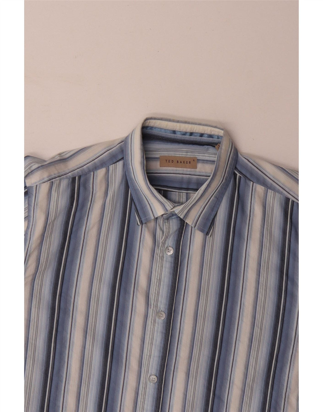 TED BAKER Mens Shirt Size 4 Large Blue Striped Cotton
