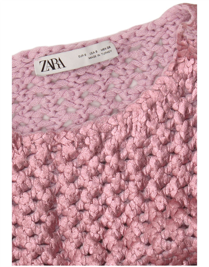 Ärmelloses Häkelblusenoberteil von Zara für Damen, Gr. 8, klein, Rosa