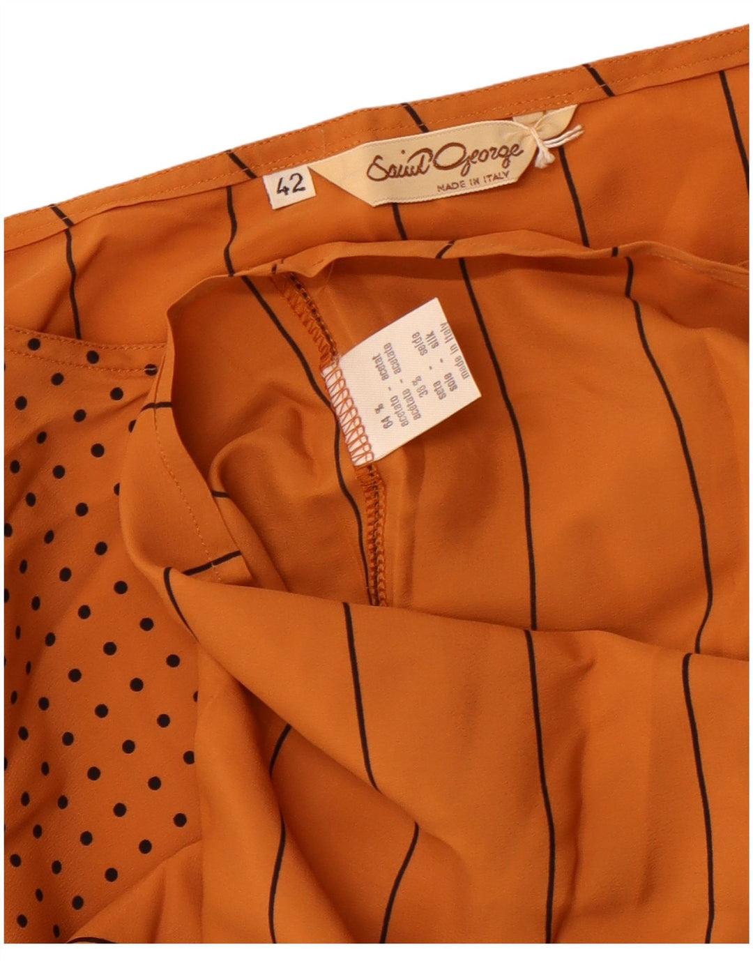 Saint George Damen-Blusenoberteil IT 42 Mittelbraunes Nadelstreifen-Acetat