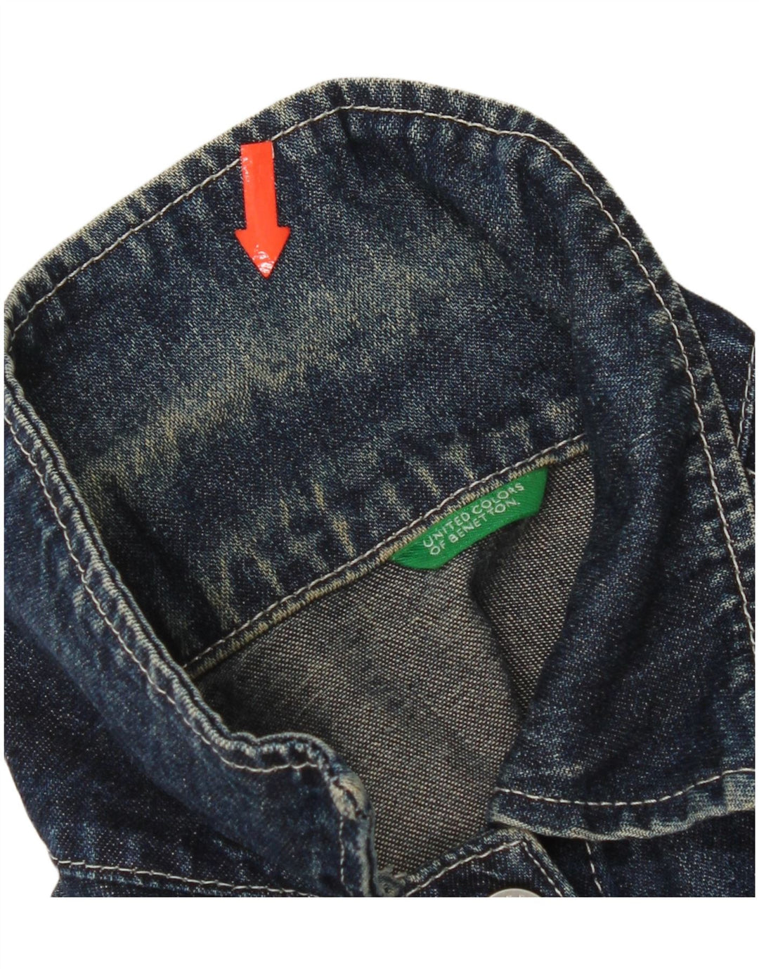 Benetton Womens Crop Denim Jacke UK 10 Small Blaue Baumwolle