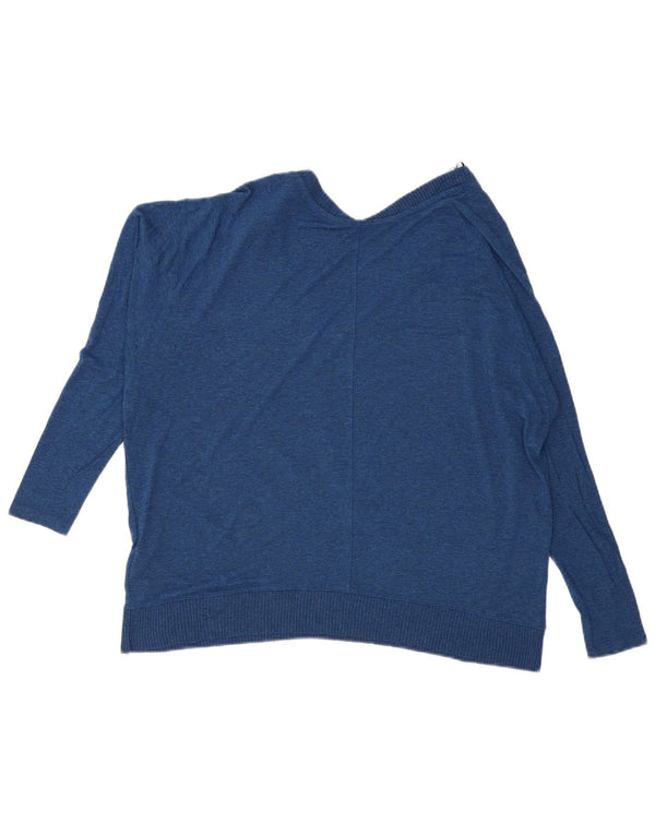 Zara Damen Übergroßes Top Langarm UK 14 Mittelblaue Viskose
