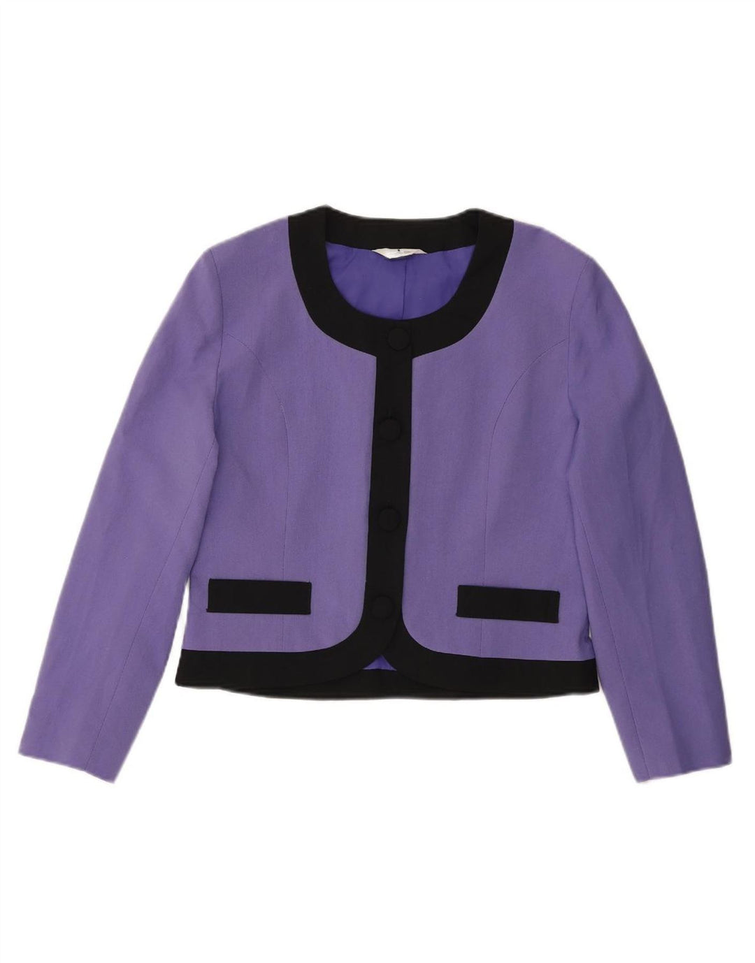 VINTAGE Womens Bolero Top UK 14 Medium Purple Colourblock Polyester